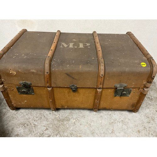 368 - 2 WOODEN BANDED VINTAGE STEAMER TRUNKS