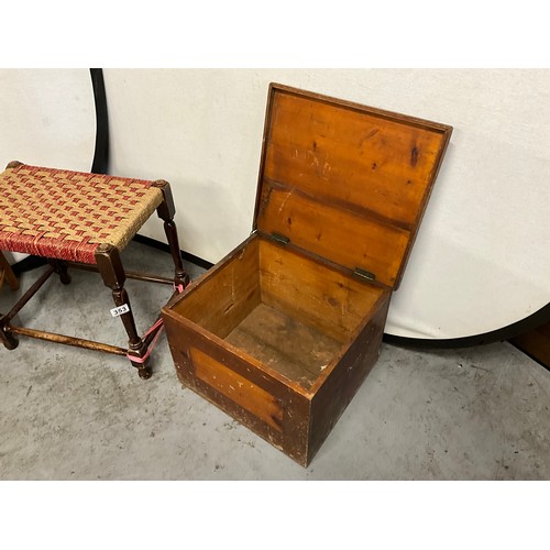 353 - VICTORIAN BOX AND 2 STOOLS