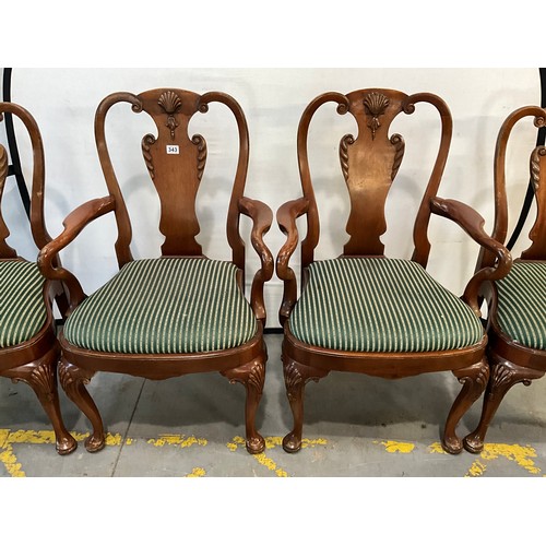 343 - SET OF 6 MAHOGANY DINING CHAIRS ON CABRIOLE LEGS TO INCLUDE TO CARVERS