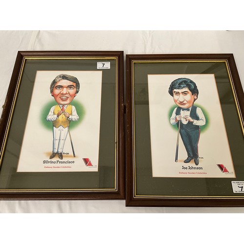 7 - COLLECTION OF SNOOKER RELATED FRAMED PICTURES 22”X17”