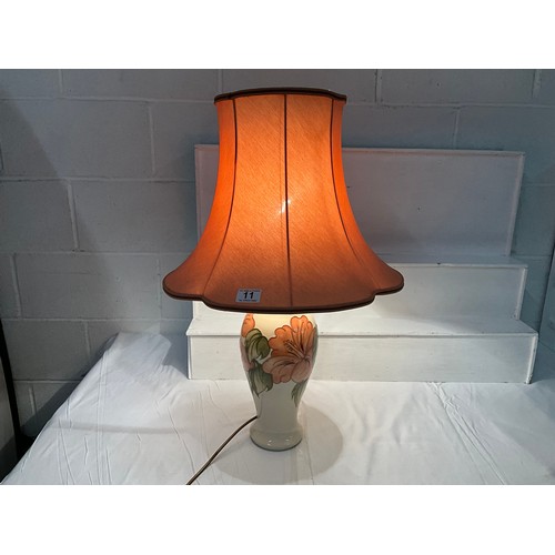 11 - MOORCROFT TABLE LAMP COMPLETE WITH SHADE H27.5”