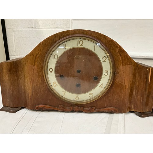 25 - VINTAGE ART DECO WALNUT VENEERED SMITHS ELECTRIC MANTLE CLOCK A/F AND ONE OTHER A/F