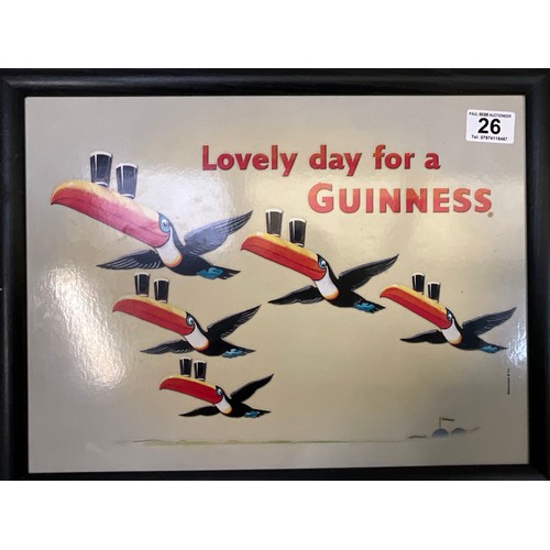 26 - QTY OF GUINNESS ADVERTISING ITEMS (4) 24”X16”