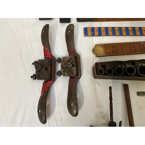 27 - QTY OF VINTAGE HAND TOOLS AND RULERS ETC