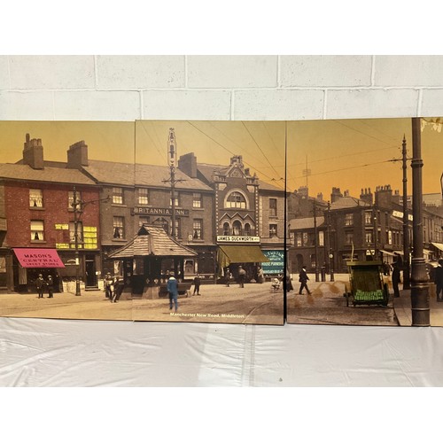 31 - CANVAS PICTURE OF MANCHESTER NEW ROAD MIDDLETON IN 3 PARTS 40”X90”