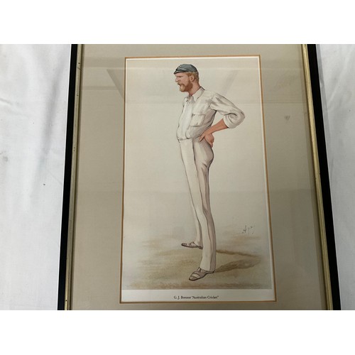 32 - 4 FRAMED VINTAGE SPY CRICKETING PRINTS 15”X11”