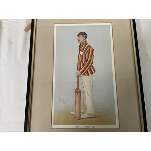 32 - 4 FRAMED VINTAGE SPY CRICKETING PRINTS 15”X11”