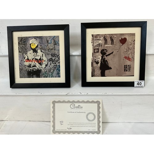 40 - 2 FRAMED GRAFF.IO LIMITED EDITION PICTURES 10”X10”