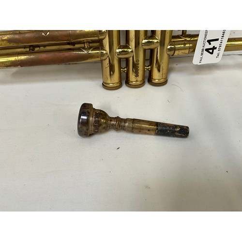 41 - VINTAGE CORTON BRASS TRUMPET WITH SPARE MOUTH PIECE