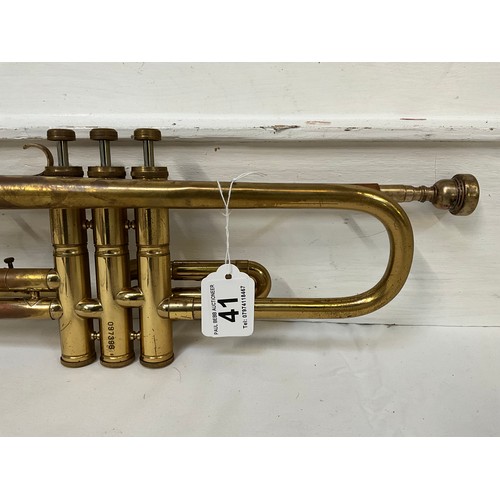 41 - VINTAGE CORTON BRASS TRUMPET WITH SPARE MOUTH PIECE