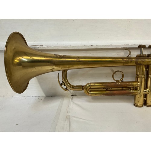 41 - VINTAGE CORTON BRASS TRUMPET WITH SPARE MOUTH PIECE