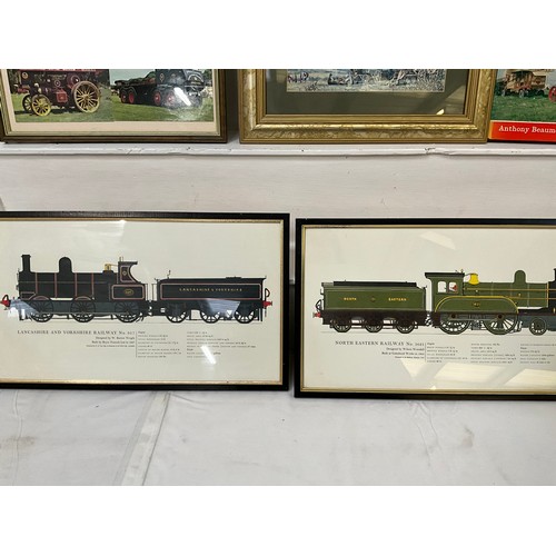 43 - QTY OF STEAM ENGINE RELATED ITEMS - MOSTLY PICTURES ETC 25”X18”