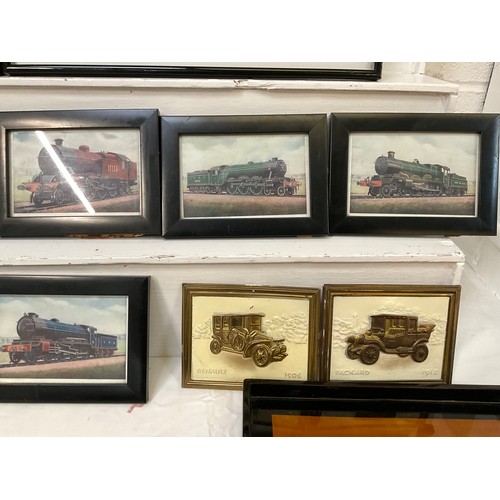 51 - BOX OF PICTURES CARS TRAINS ETC 12”X16”