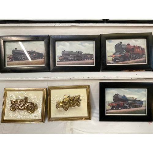 51 - BOX OF PICTURES CARS TRAINS ETC 12”X16”