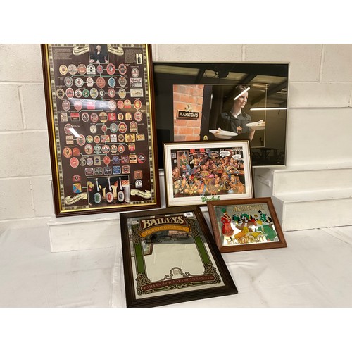 56 - QTY OF PUB RELATED ITEMS MIRRORS PICTURES ETC 20”X27”