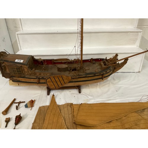 73 - VINTAGE WOODEN GALLEON A/F