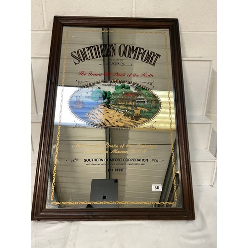 86 - SOUTHERN COMFORT ADVERTISING MIRROR 37”X25”