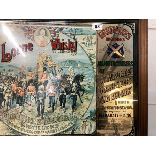 88 - GREENLEES BROTHERS LORNE WHISKEY MIRROR 21”X26”