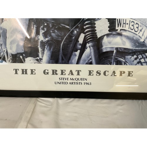 92 - FRAMED STEVE MCQUEEN FILM POSTER THE GREAT ESCAPE 38”X26”