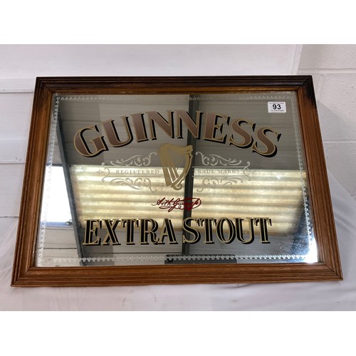 93 - FRAMED GUINNESS WALL MIRROR 17.5”X12”