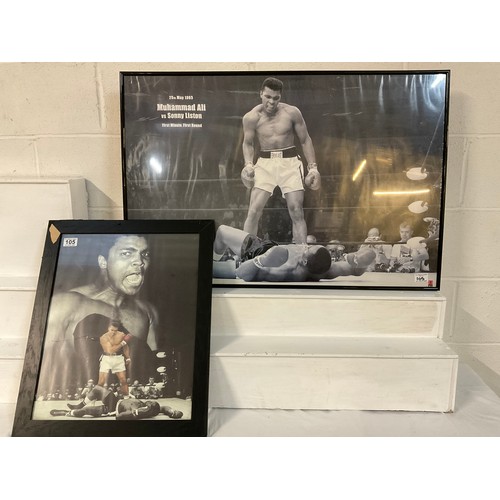 105 - 2 FRAMED MUHAMMAD ALI VS SONNY LISTON BOXING POSTERS 24”X36”