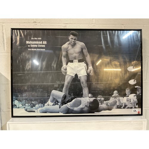 105 - 2 FRAMED MUHAMMAD ALI VS SONNY LISTON BOXING POSTERS 24”X36”