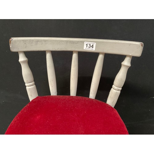 134 - PAINTED HIGH STOOL WITH UPHOLSTERED SEAT