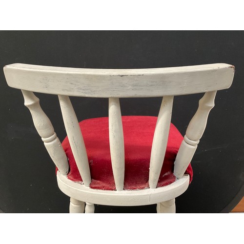 134 - PAINTED HIGH STOOL WITH UPHOLSTERED SEAT