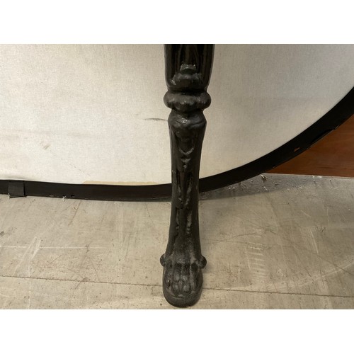 136 - PAIR OF HALF MOON CAST IRON BASED WALL TABLES H30” W14” L27”