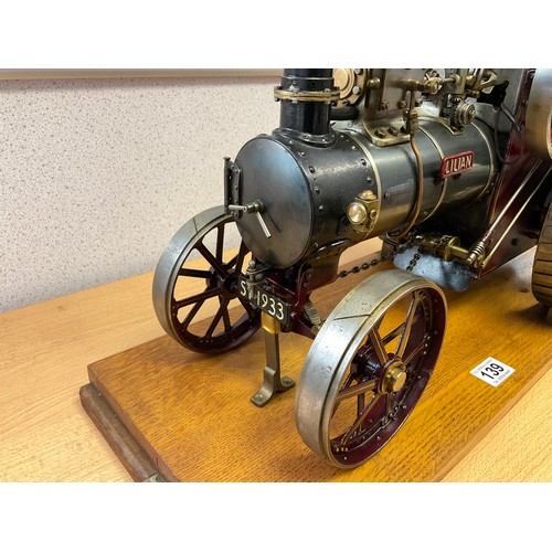 139 - VINTAGE HAND BUILT AND ENGINEERED  1.25 SCALE STEAM MODEL TRACTION ENGINE IN GLASS CASE H16” L23” W1... 