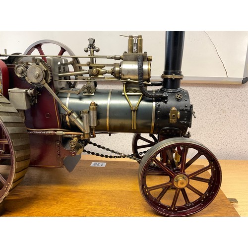 139 - VINTAGE HAND BUILT AND ENGINEERED  1.25 SCALE STEAM MODEL TRACTION ENGINE IN GLASS CASE H16” L23” W1... 