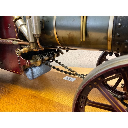 139 - VINTAGE HAND BUILT AND ENGINEERED  1.25 SCALE STEAM MODEL TRACTION ENGINE IN GLASS CASE H16” L23” W1... 