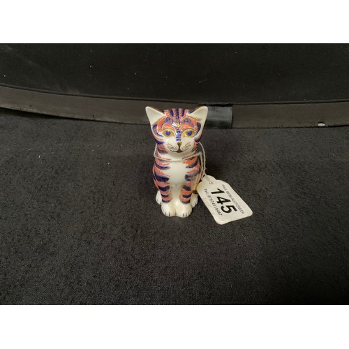 145 - ROYAL CROWN DERBY CAT PAPERWEIGHT WITH GOLD STOPPER H3.5”