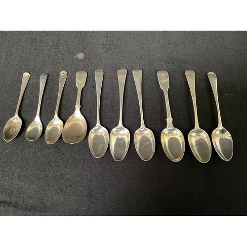 147 - 10 HALLMARKED SILVER GEORGIAN AND LATER TEA SPOONS