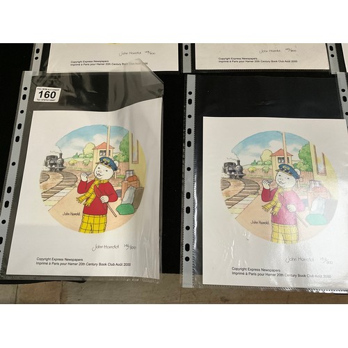 160 - 8 LIMITED EDITION RUPERT THE BEAR PRINTS BY JOHN HARROLD 9”X8”