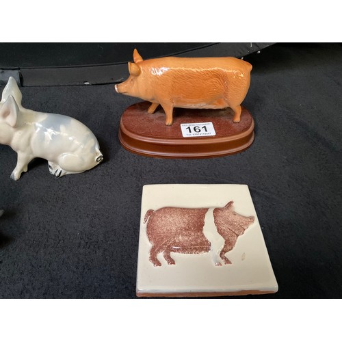 161 - COLLECTION OF BESWICK PIGS (5) AND 4 TILES