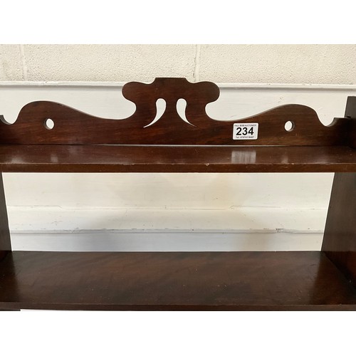 234 - 3 TIER MAHOGANY WALL SHELVES H24” L26” D6”