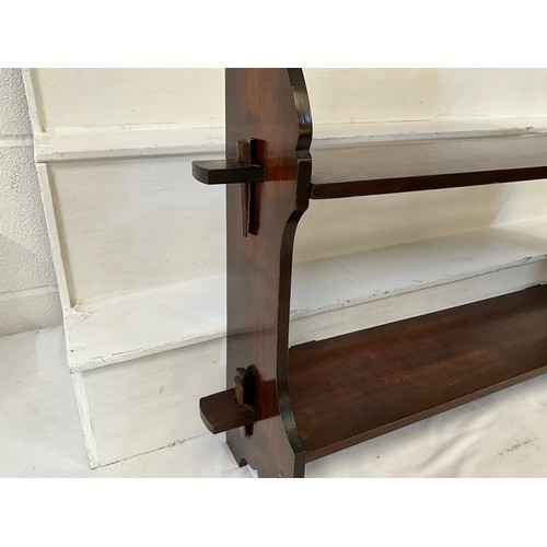 234 - 3 TIER MAHOGANY WALL SHELVES H24” L26” D6”