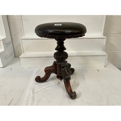 228 - VICTORIAN CARVED MAHOGANY STOOL H19”