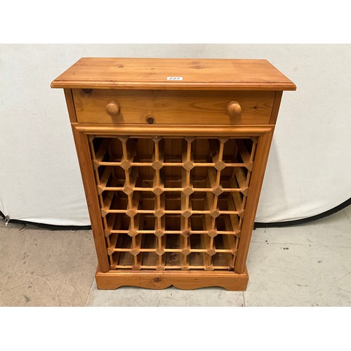 227 - MODERN PINE WINE RACK WITHH DRAWER TO TOP H42” L23” D10”