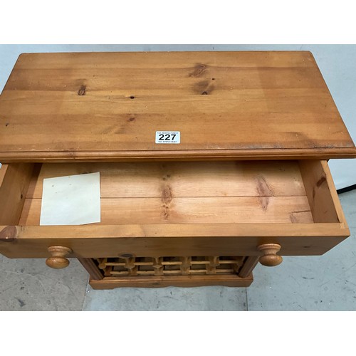 227 - MODERN PINE WINE RACK WITHH DRAWER TO TOP H42” L23” D10”