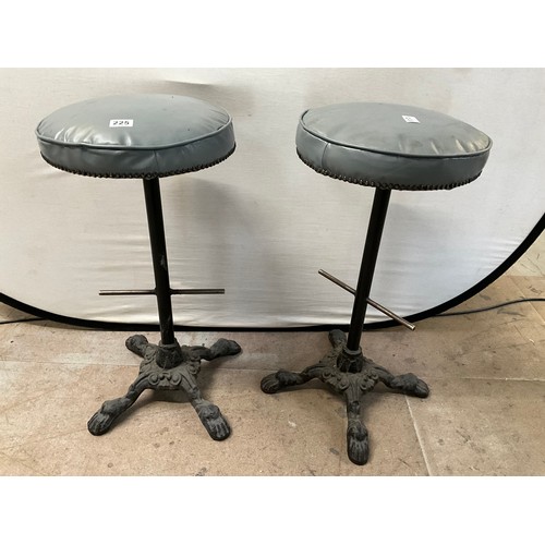 225 - PAIR OF CAST IRON BASED HIGH STOOLS H30”