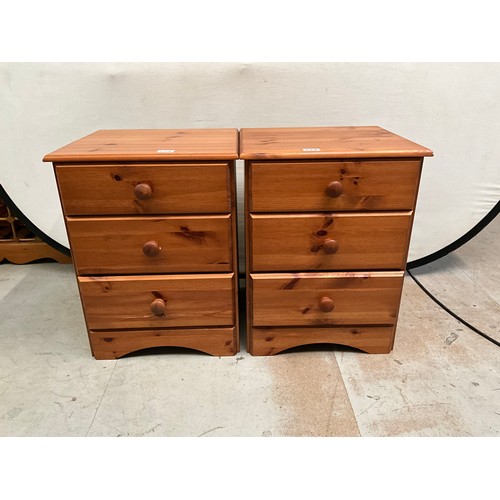 224 - PAIR OF MODERN PINE 3 DRAWER BEDSIDE CABINETS H22” L17” D16”