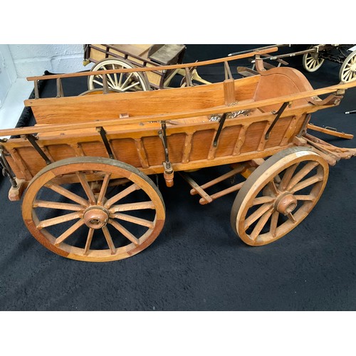 175 - 4 MODEL WOODEN HORSE DRAWN CARTS