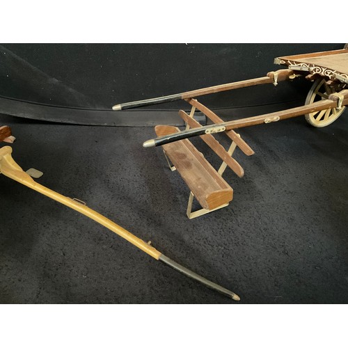 175 - 4 MODEL WOODEN HORSE DRAWN CARTS