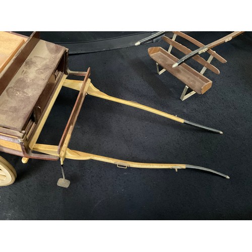 175 - 4 MODEL WOODEN HORSE DRAWN CARTS