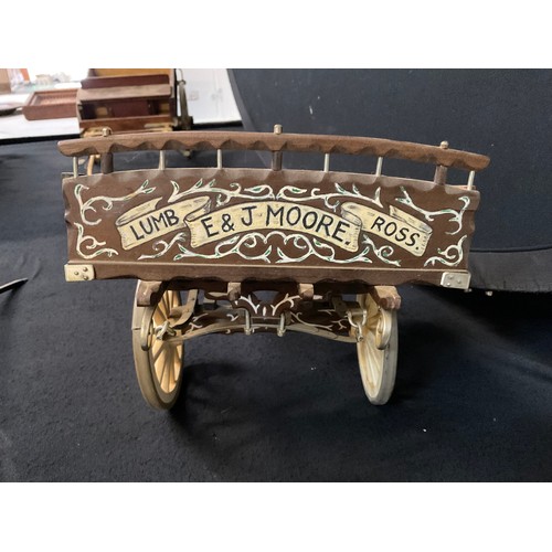 175 - 4 MODEL WOODEN HORSE DRAWN CARTS