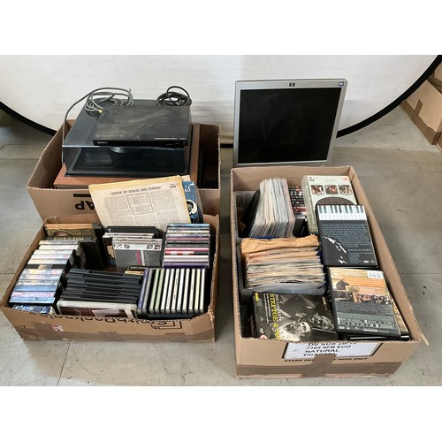 220 - VINTAGE BUSH RECORD DECK AND 3 BOXES OF DVD