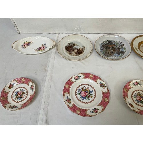 212 - BOX OF CHINA PLATES PEDASTAL ETC