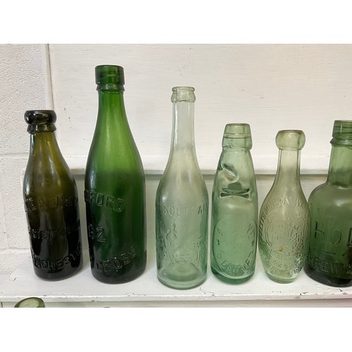 210 - BOX OF VICTORIAN AND LATER BOTTLES GLASSWARE ETC